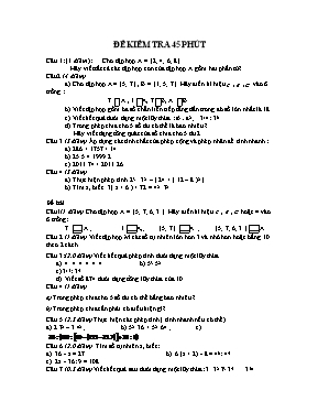 Đề kiểm tra 45 phút Đại số 7